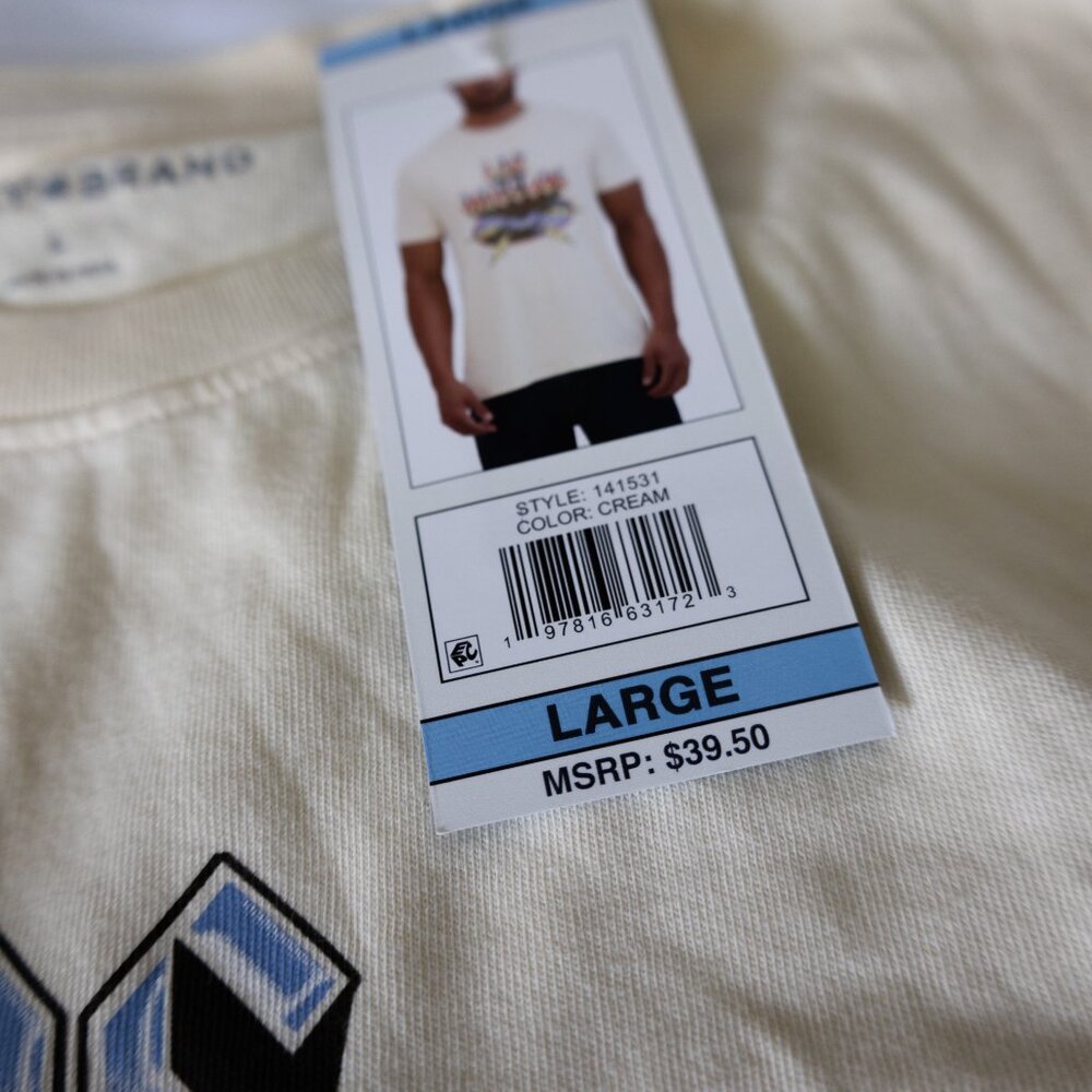 Lucky Brand NWT Retro Style Los Angeles Cream Graphic Unisex T-Shirt - Picture 8 of 9